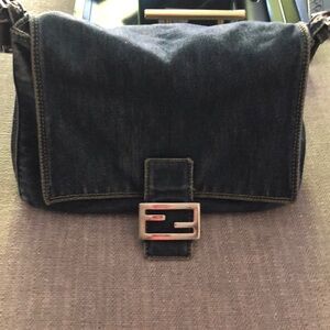Authentic Fendi Destress Jean shoulder bag
